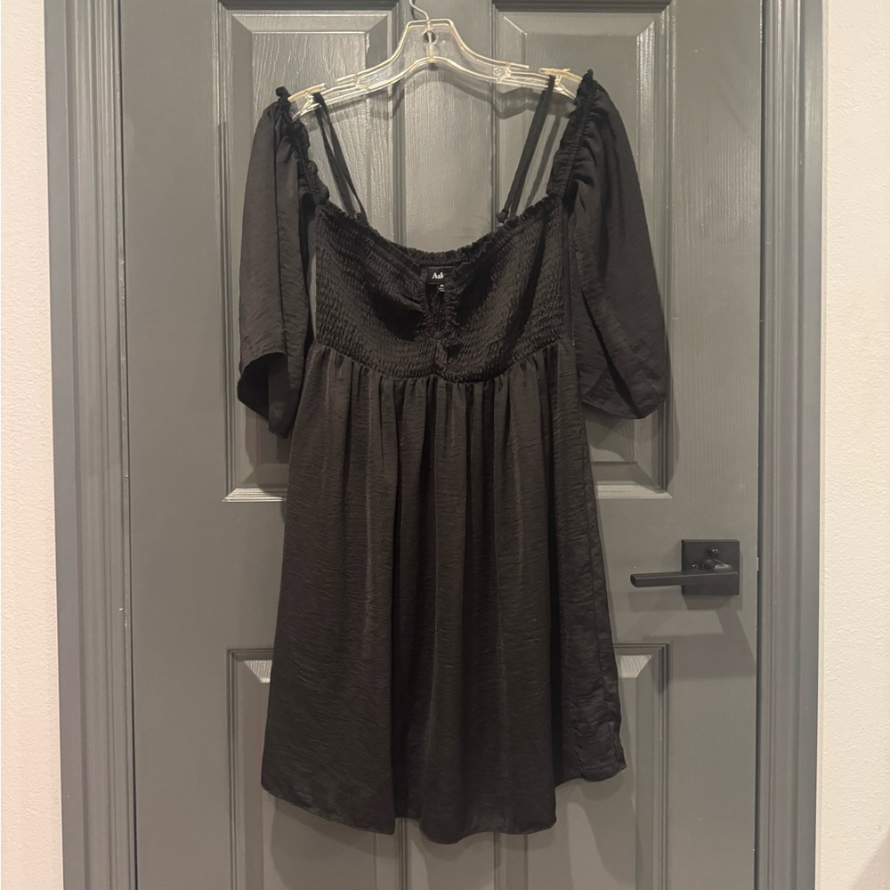Off-the-Shoulder Black Mini Dress